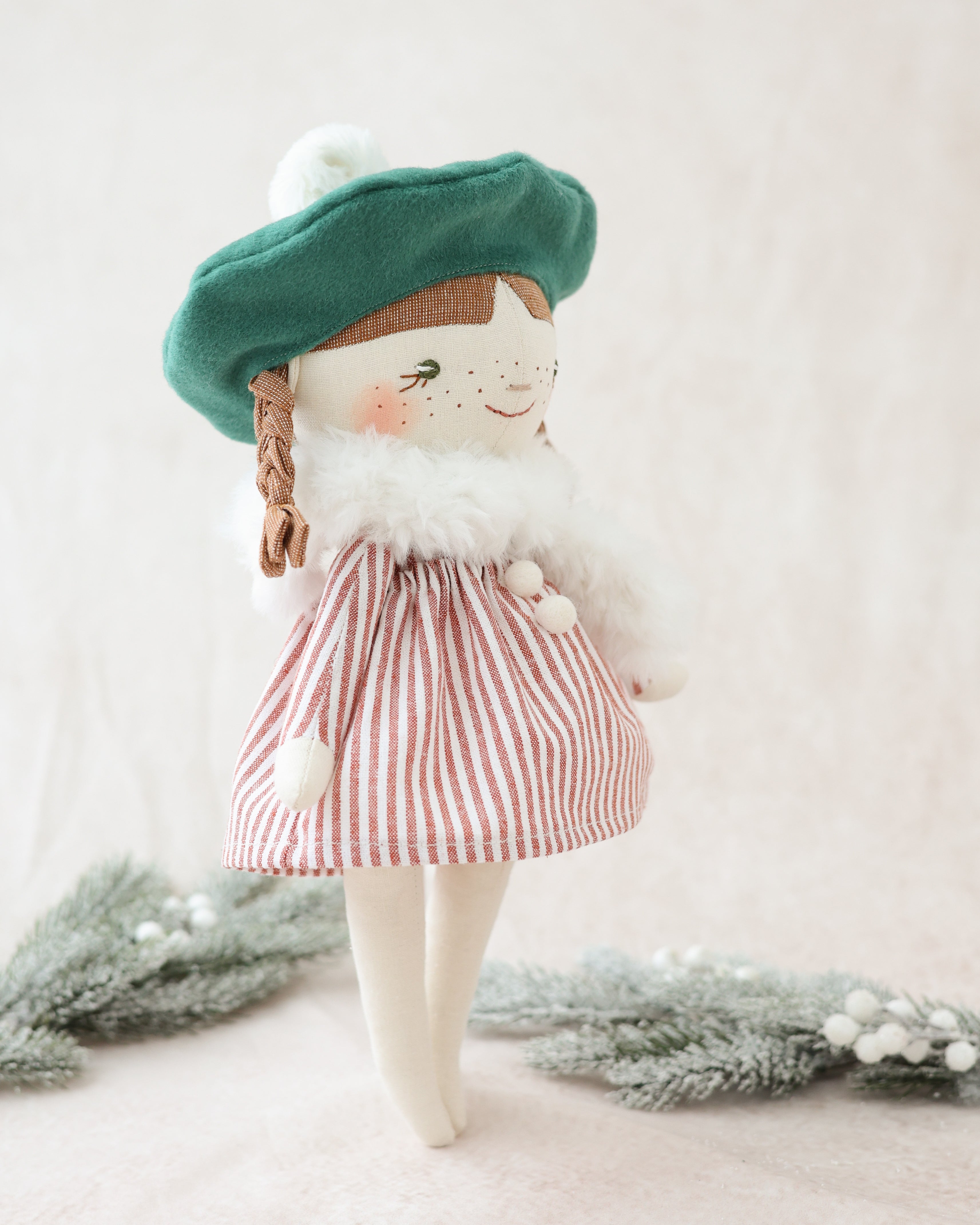 Classic Doll Christmas Elf with Beret and Scarf