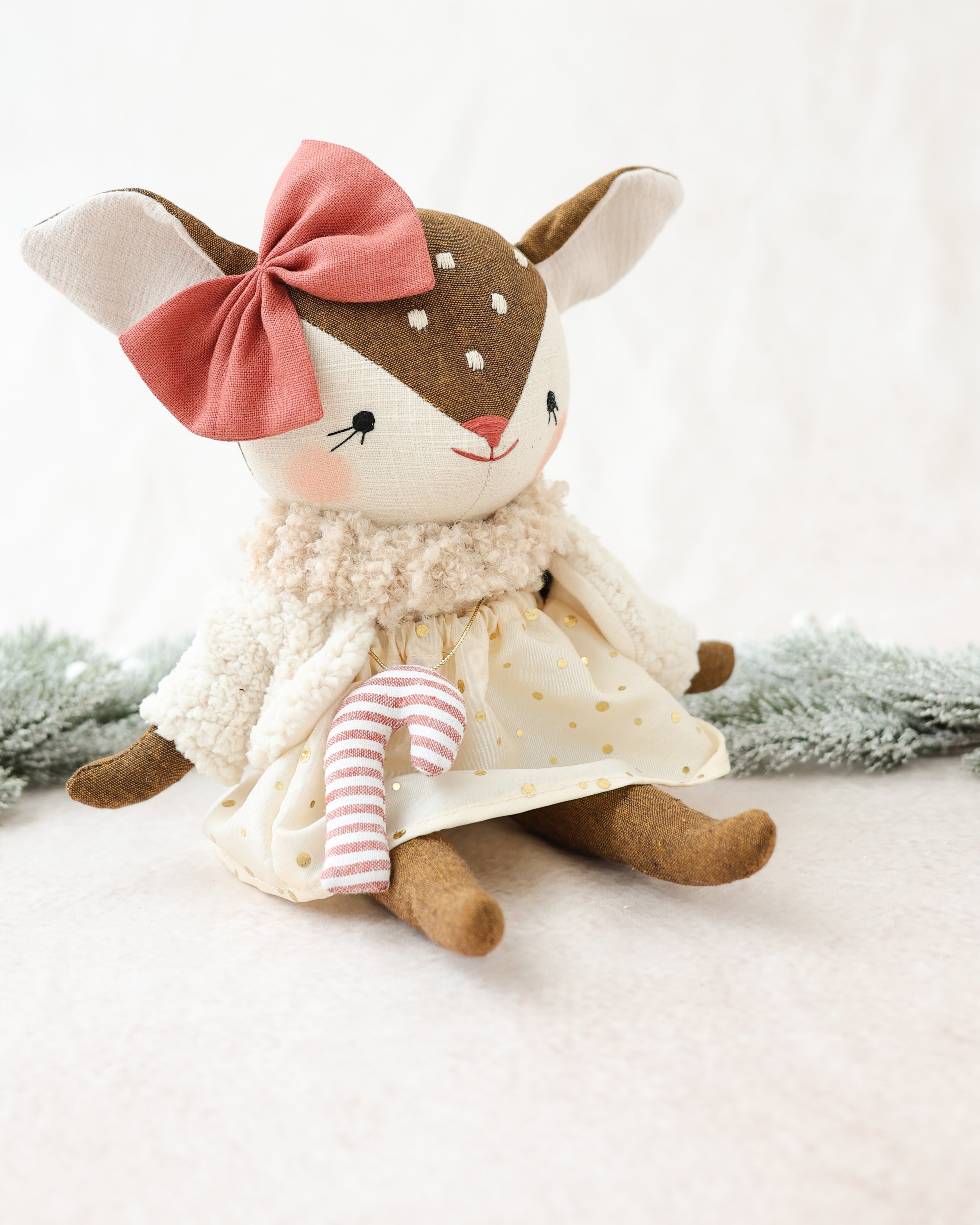 Fawn Doll Glitter Skirt and Candy Cane Ornement