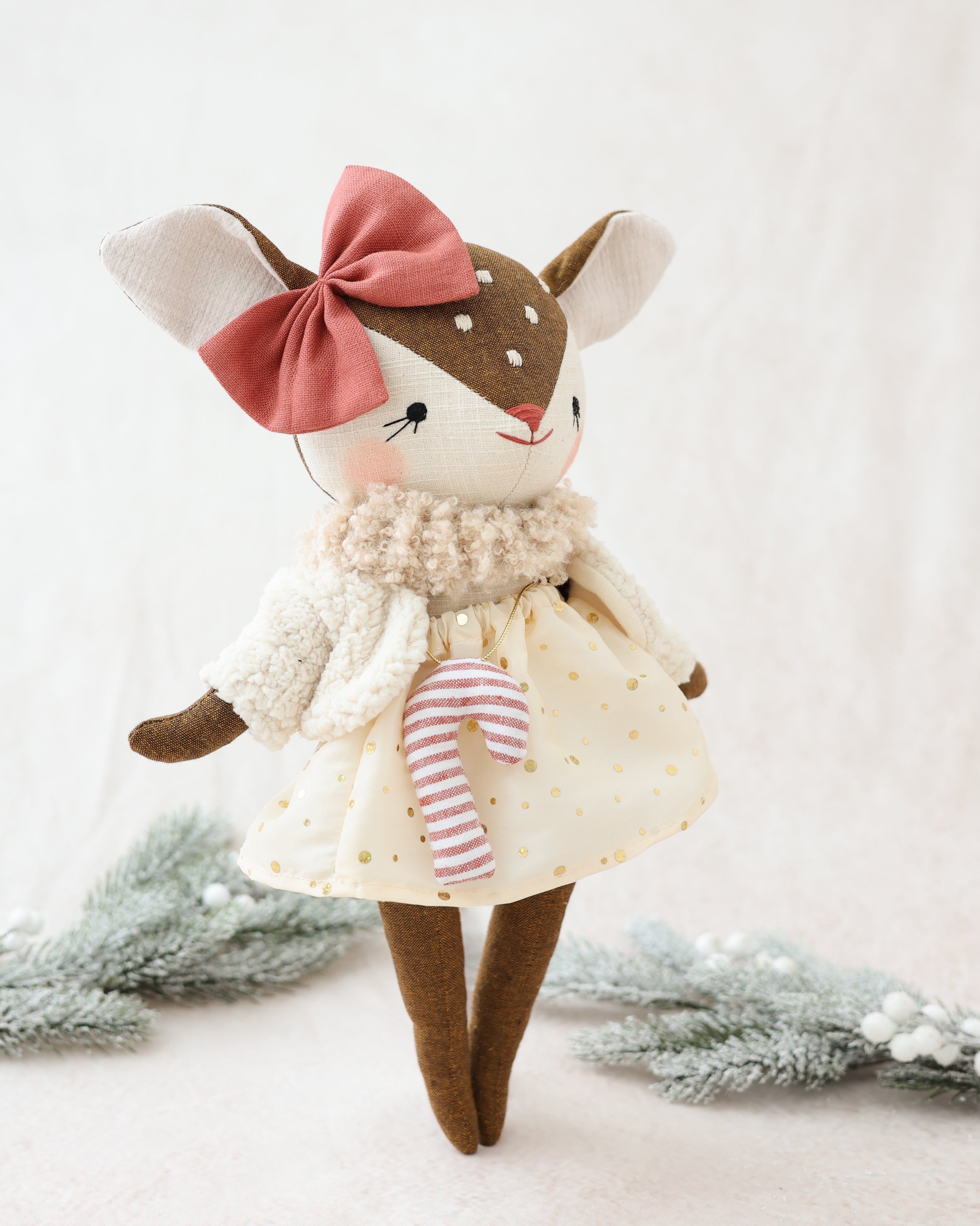 Fawn Doll Glitter Skirt and Candy Cane Ornement