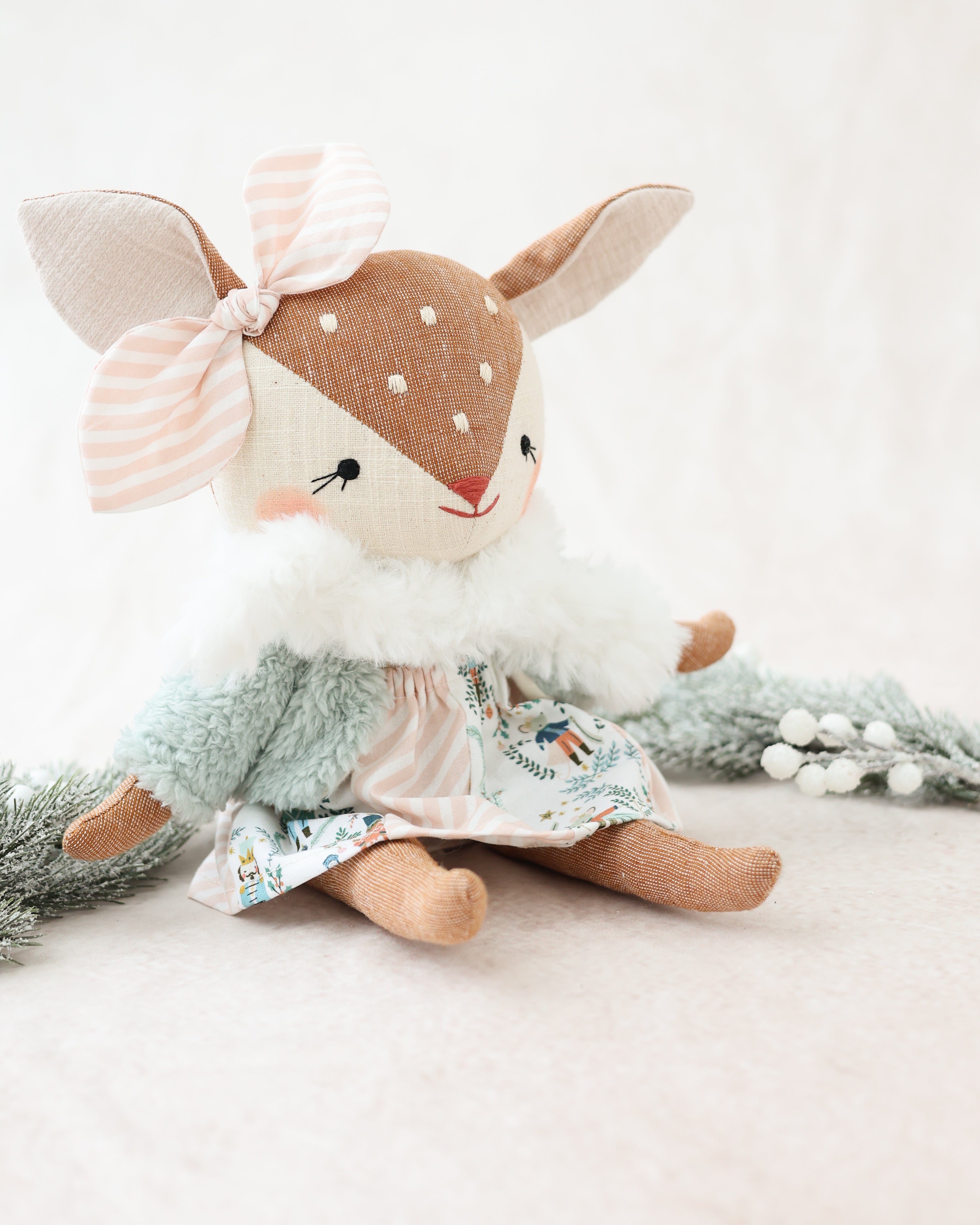 Fawn Doll Block Skirt and Blue Sherpa Jacket