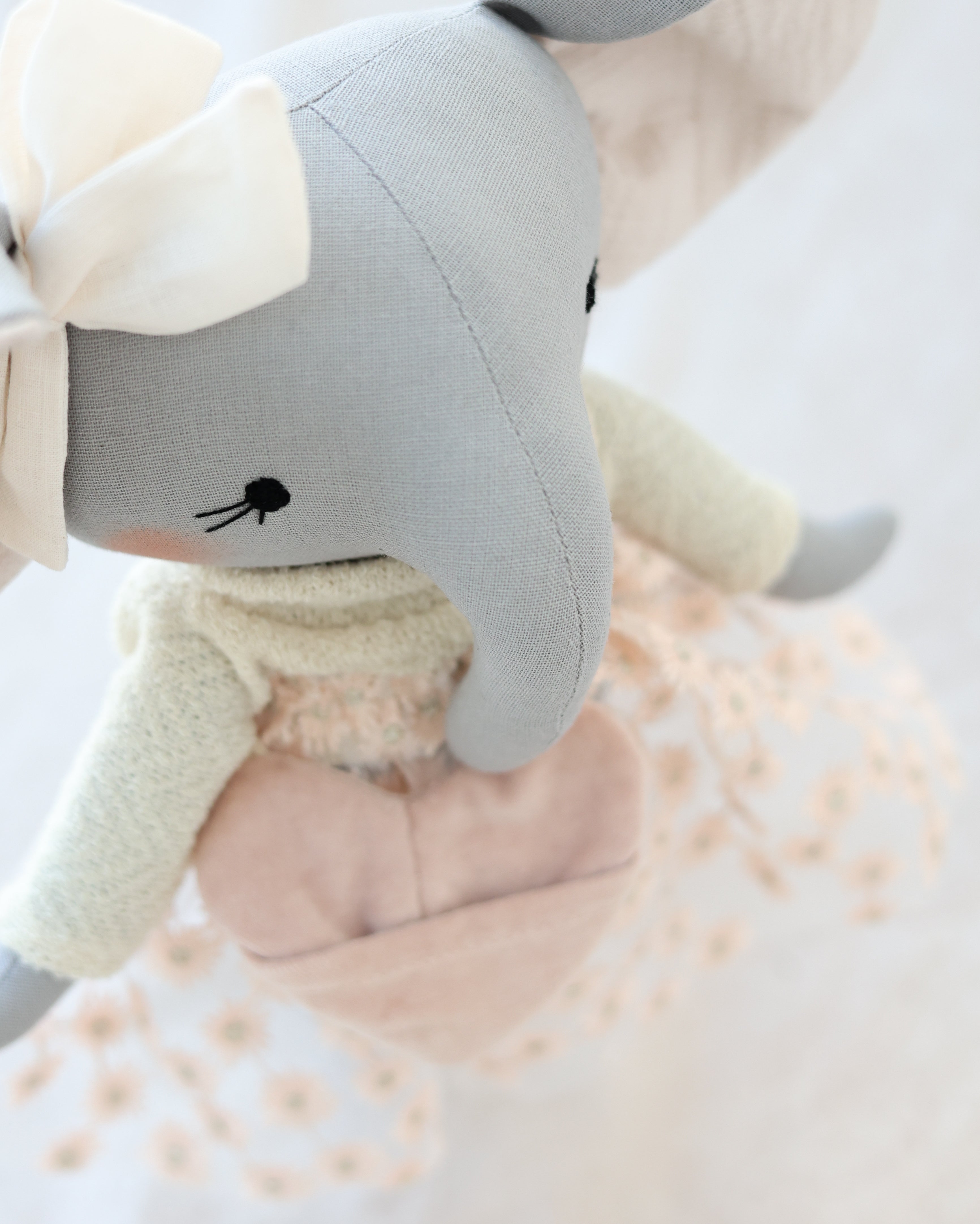 Soft Toy Elephant Light pink skirt