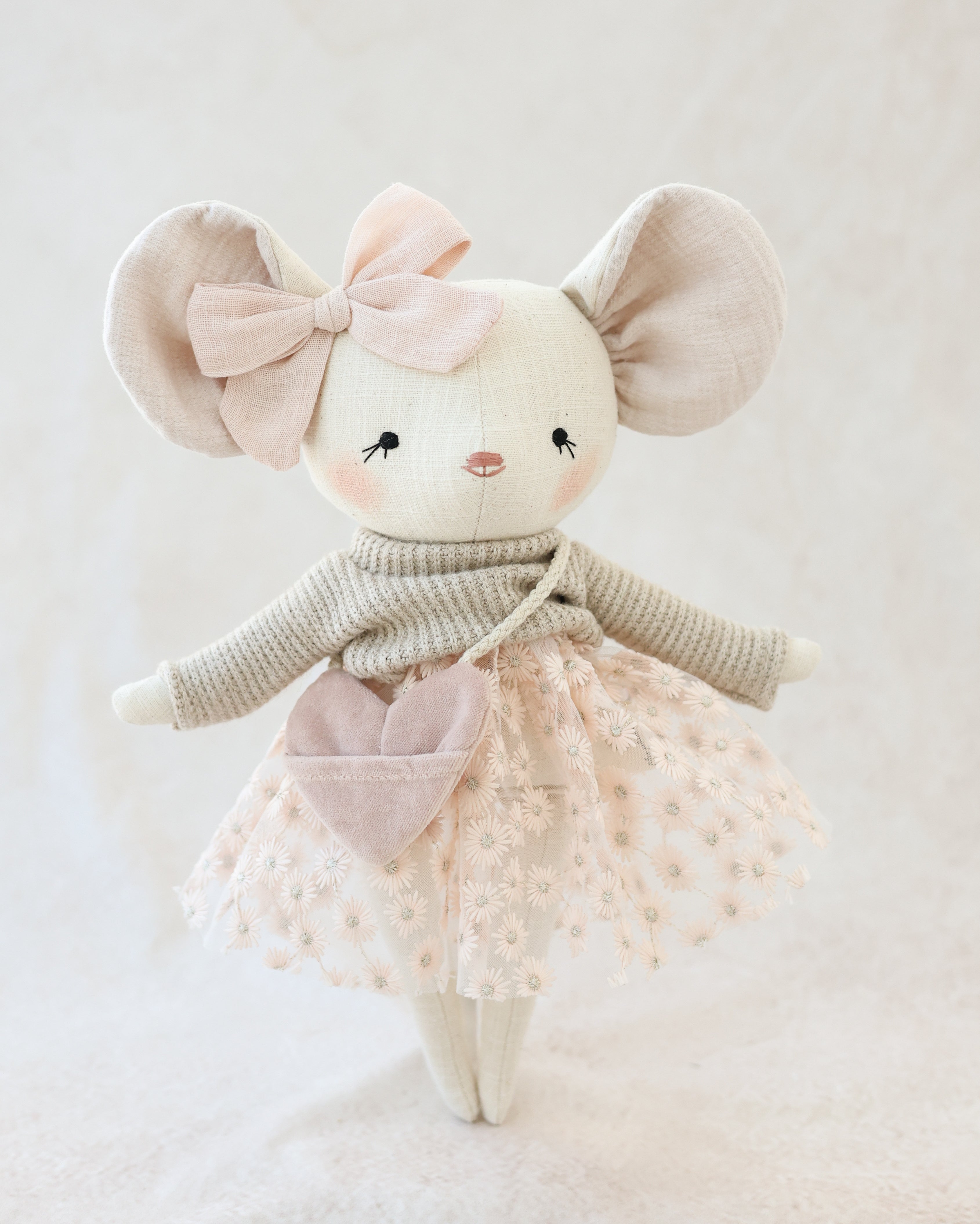 Laure · Mouse Doll · Pink Floral Embroidered Skirt