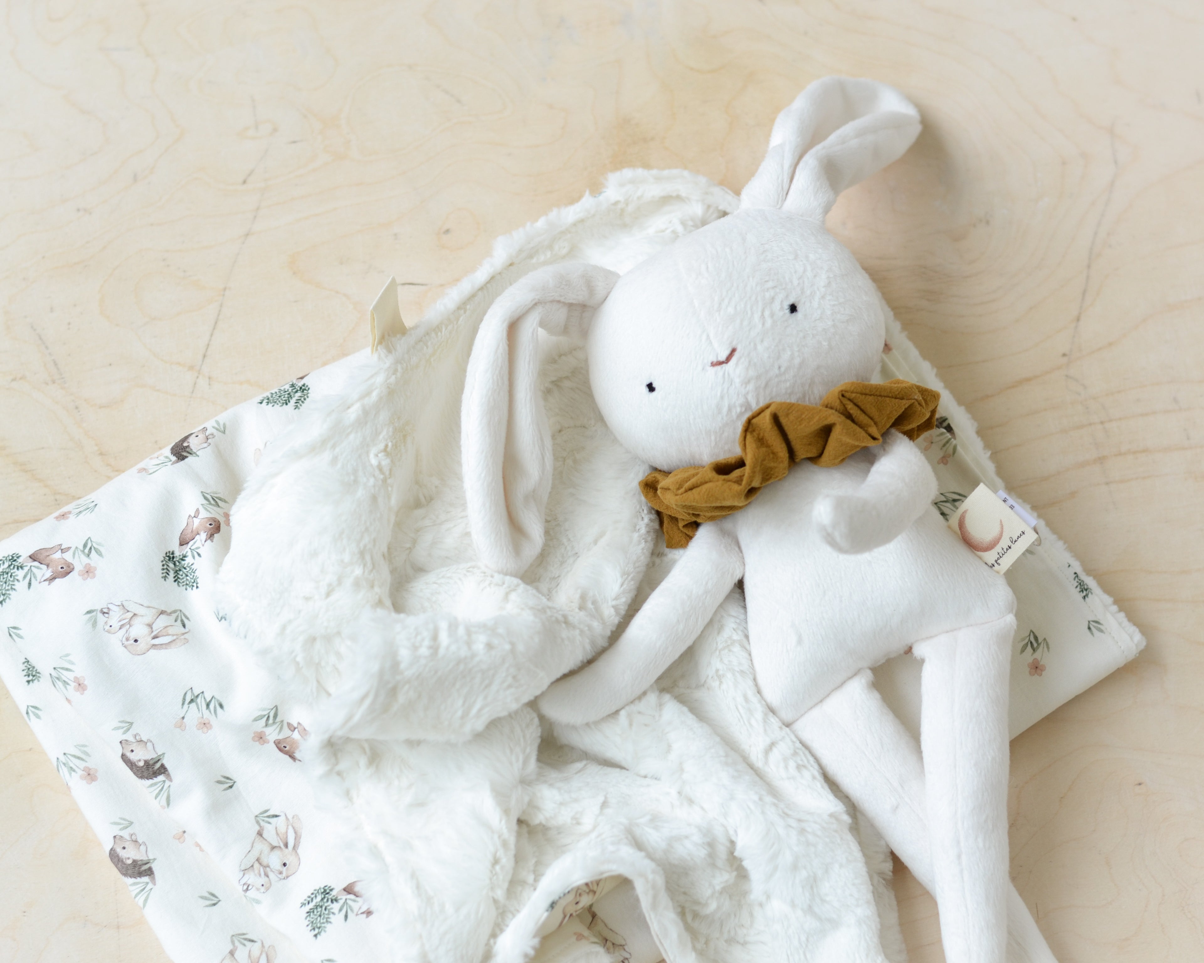 Bunny Plush and Blanket set White Forest