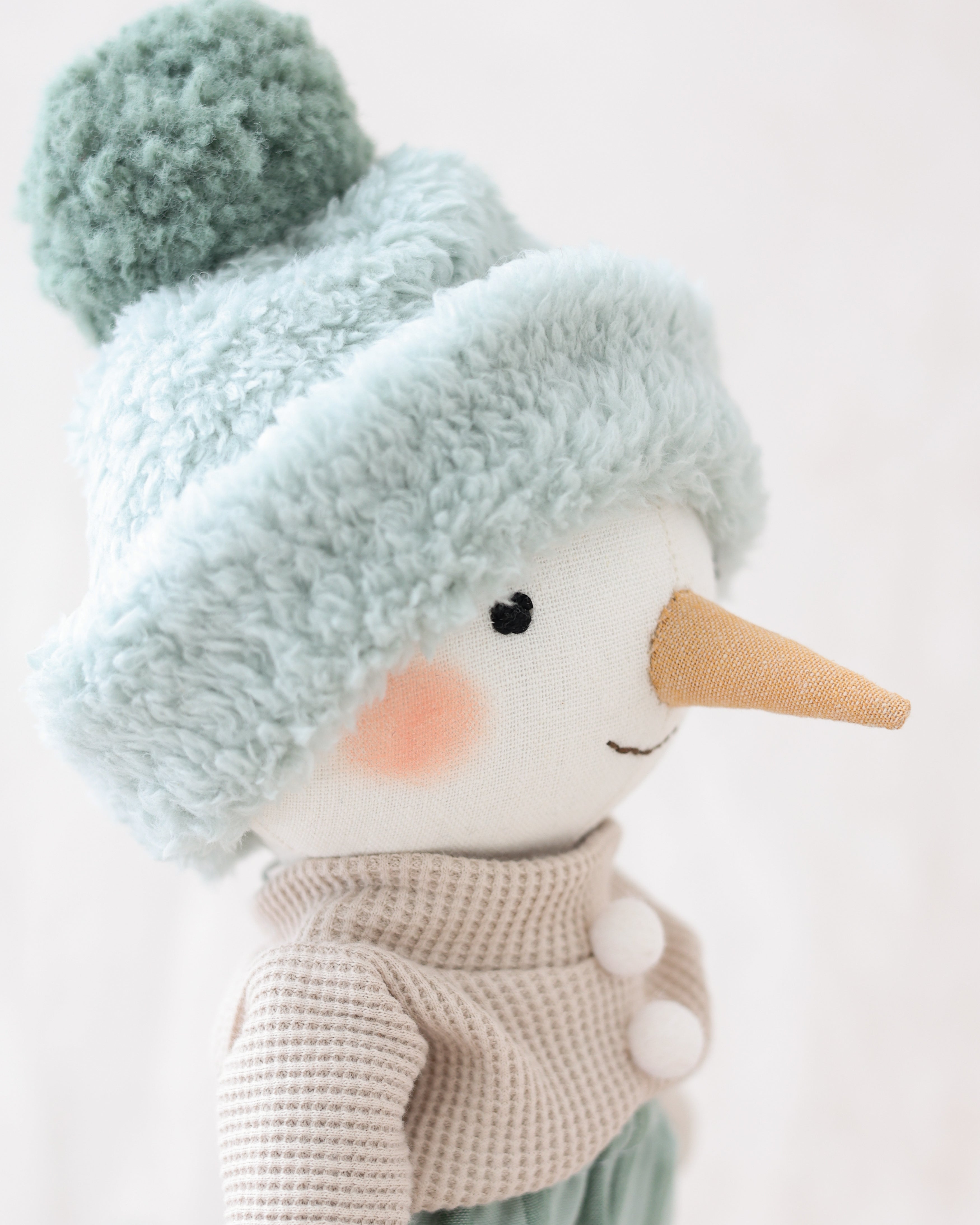 Snowman Plush Striped Pants and Blue Hat