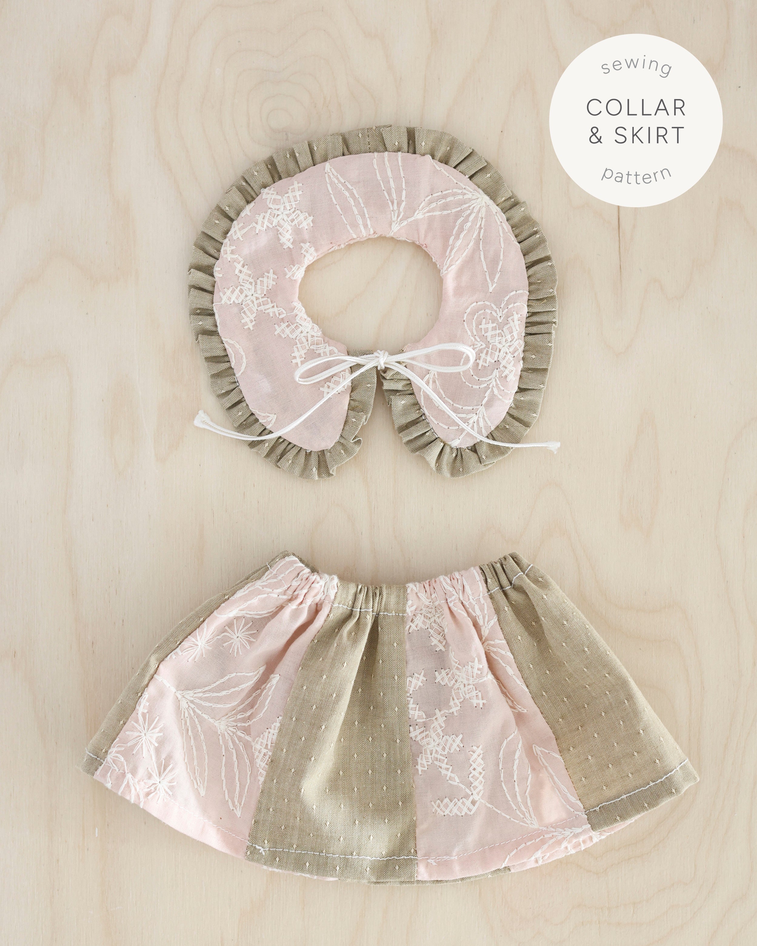 Sewing Pattern - Detachable Collar + Color block Skirt