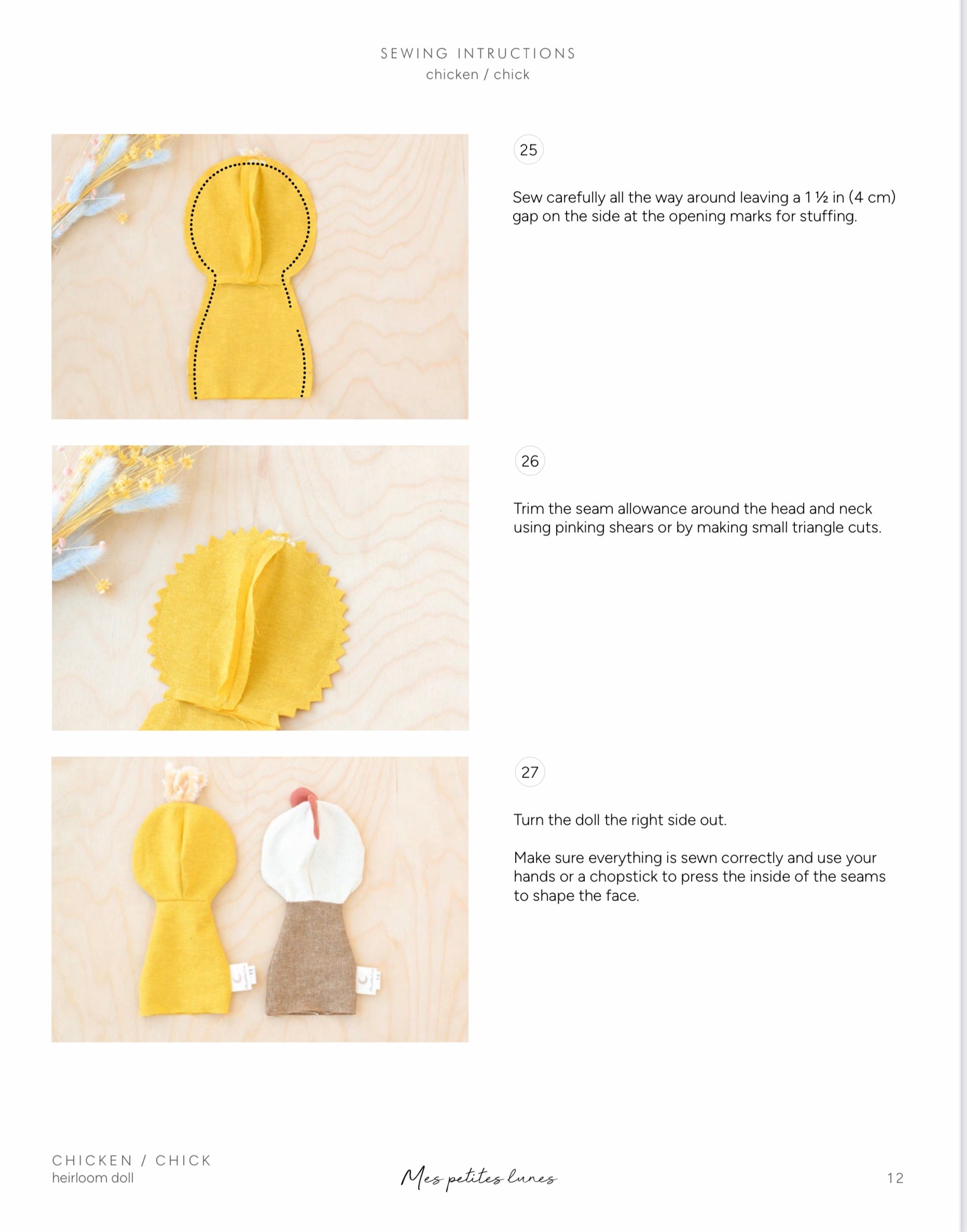 Sewing Pattern - Chick / Chicken doll