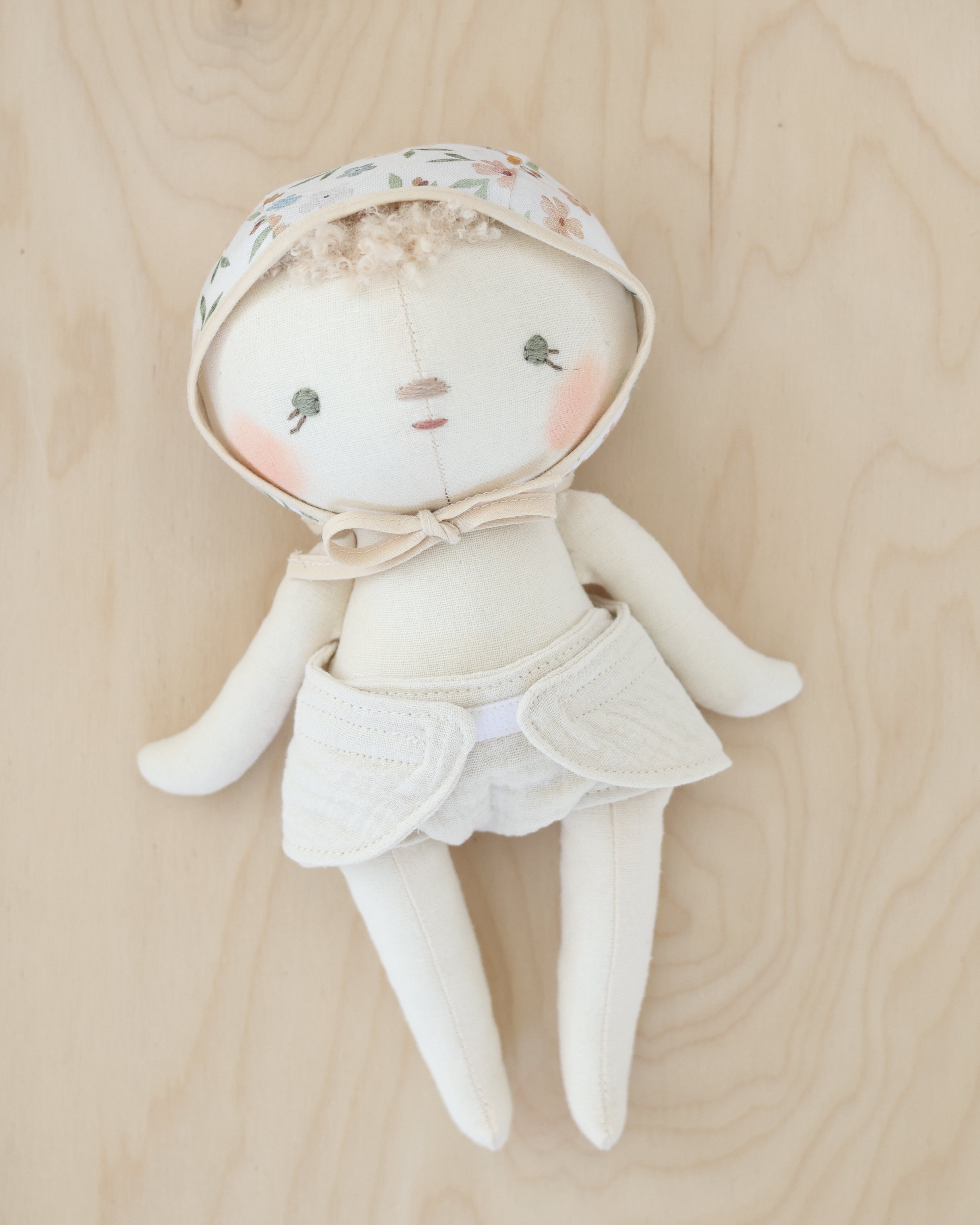 Baby Doll · Floral Bonnet & Diaper