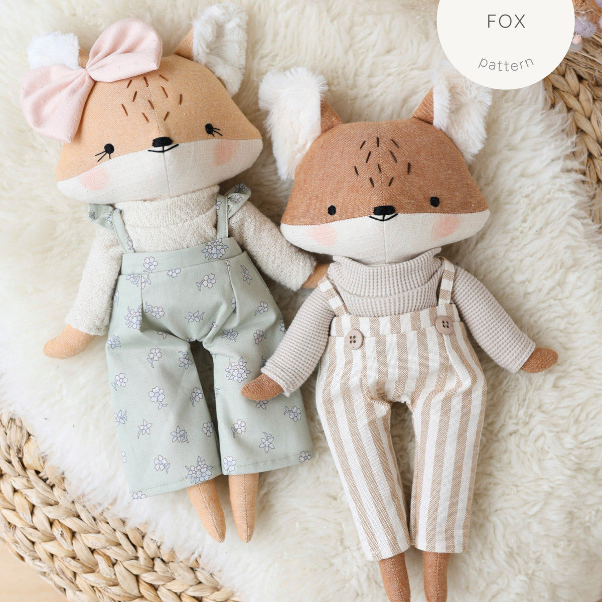 キツネのぬいぐるみ縫製パターン - 自分で作ろう - Mes Petites Lunes