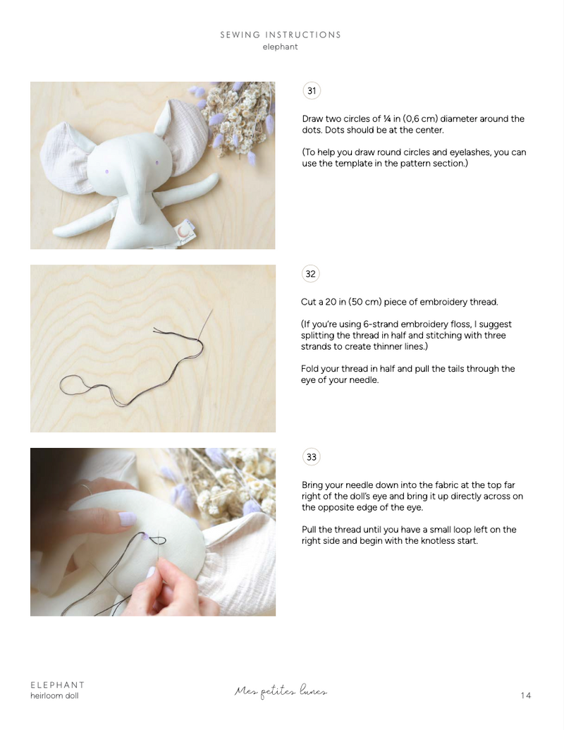 Sewing Pattern - elephant doll