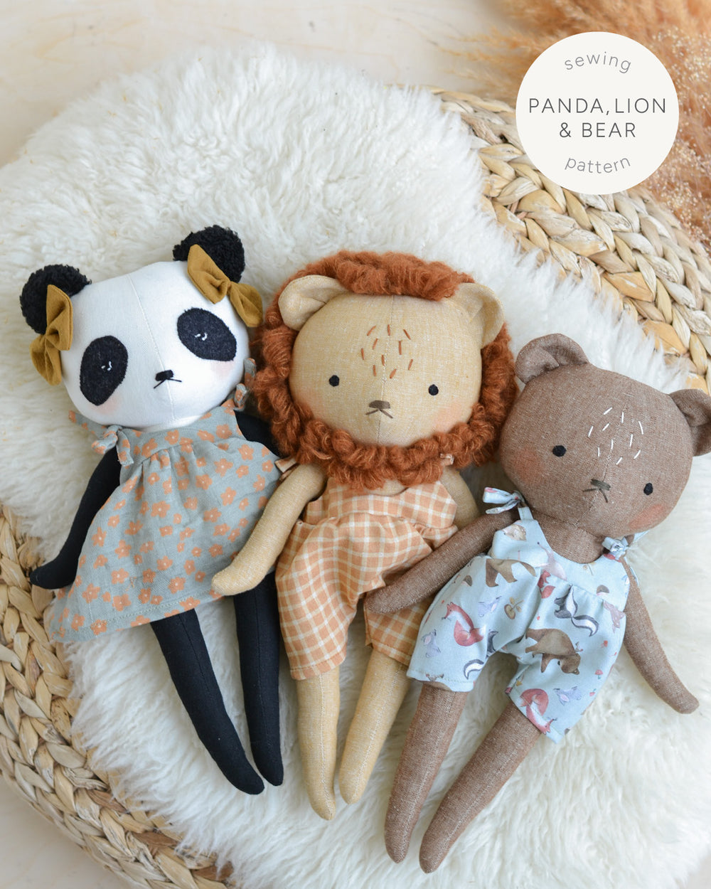 Panda Seeing Pattern Bear, Lion, Panda Sewing Pattern Digital Download | Mes Petites Lunes