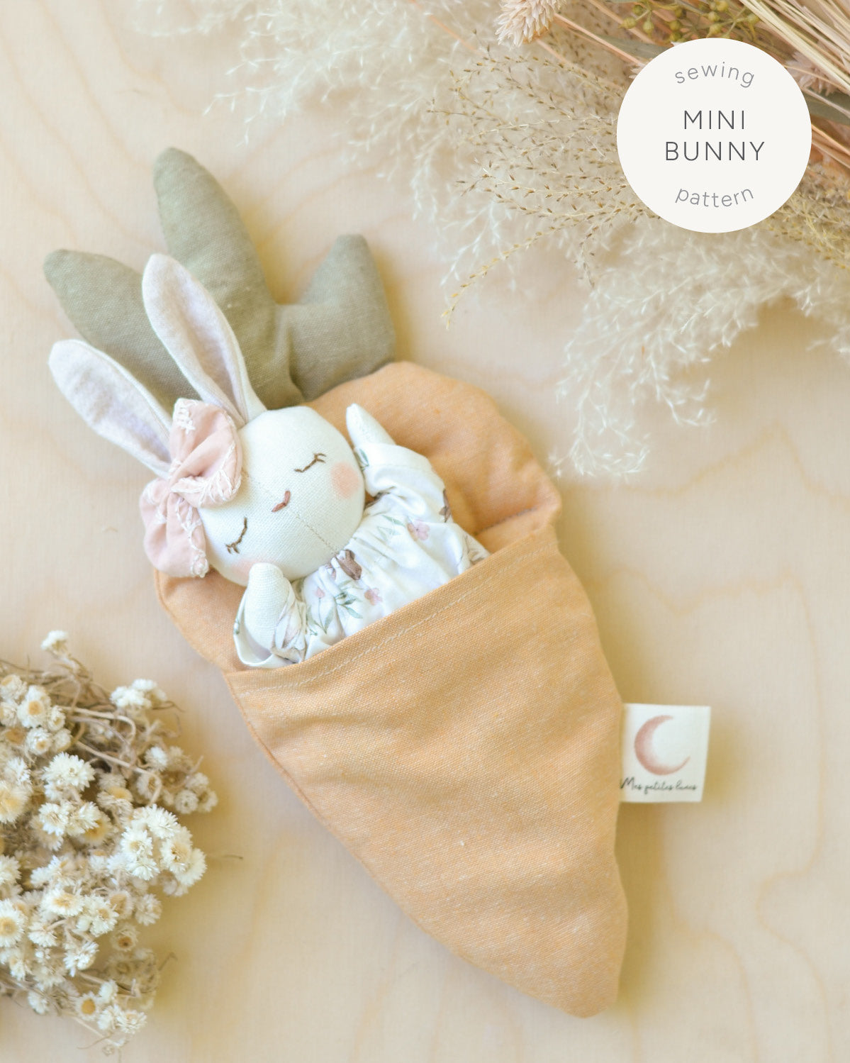 Sewing Pattern - Mini Bunny doll + carrot bed