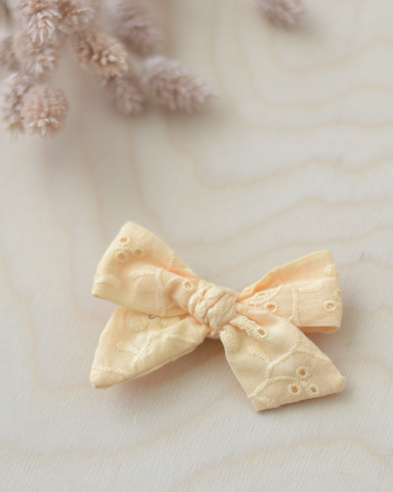 Yellow Embroidery Hair Bow