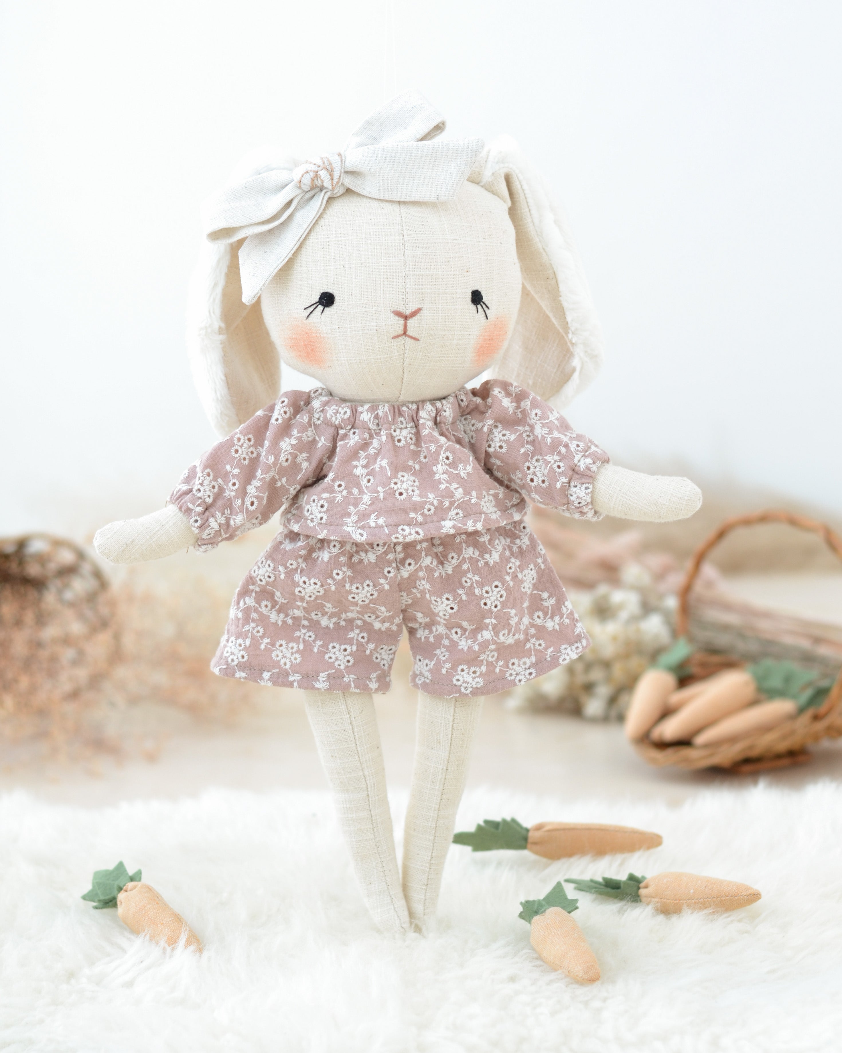 Bunny Soft Toy Jeanne Pink Embroidered set